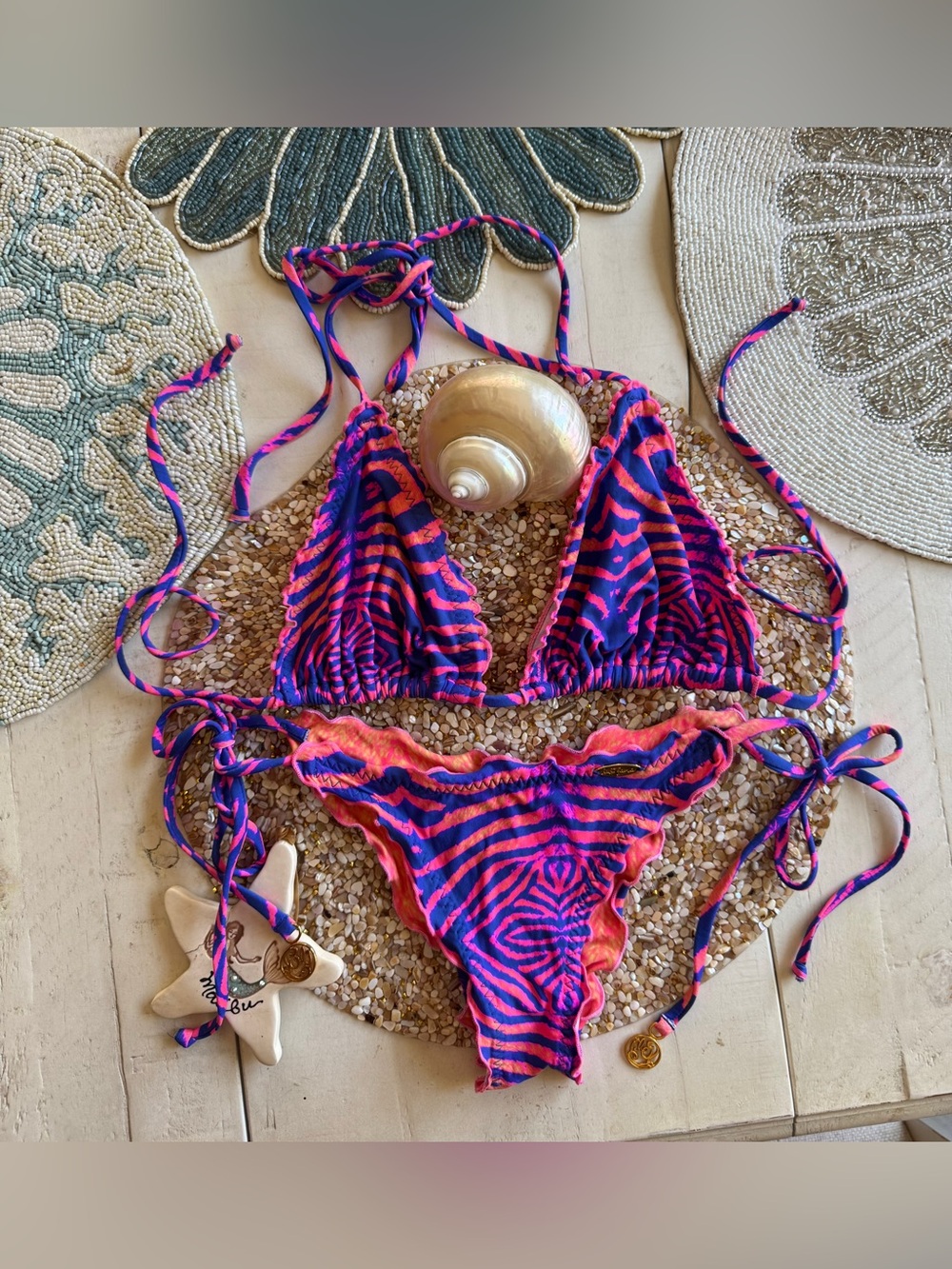 Luli Fama pink/purple zebra bikini 👙 🦓